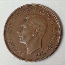 AUSTRALIA 1939 . HALF 1/2  PENNY . ROO . ERROR . PLANCHET FLAW